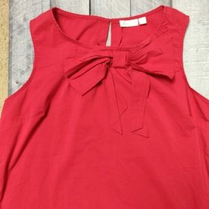 NY & Co Red Sleeveless Blouse with Bow